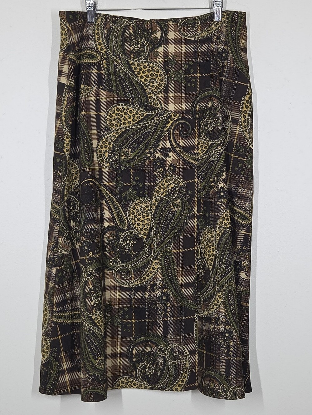 Vtg Y2K Cato Paisley Plaid Midi Skirt 12 Grunge Whimsigoth Academia Forest Boho
